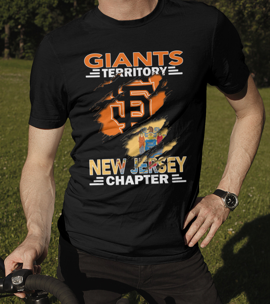 Giants Territory New Jersey Chapter San Francisco Logo And State Flag T-Shirt