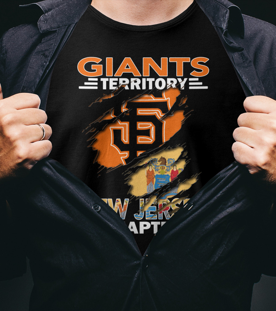 Giants Territory New Jersey Chapter San Francisco Logo And State Flag T-Shirt