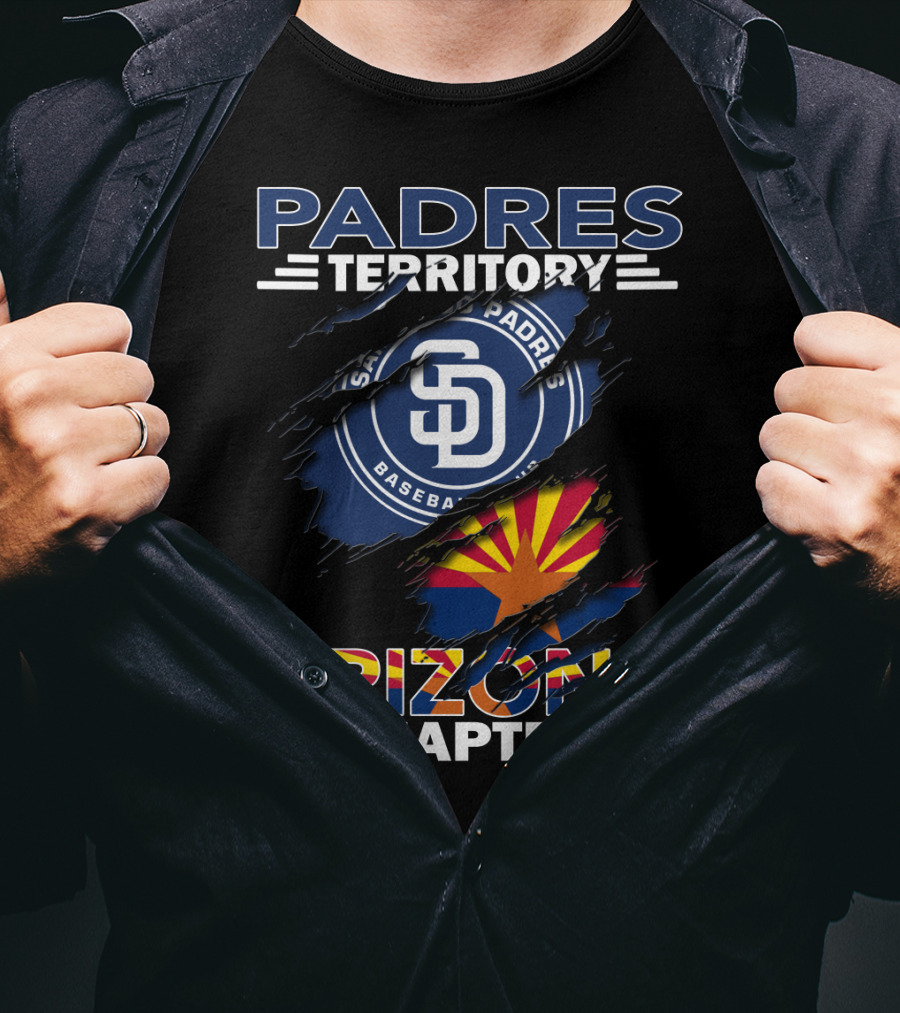Padres Territory Arizona Chapter San Diego Baseball Logo With Arizona State Flag T-Shirt