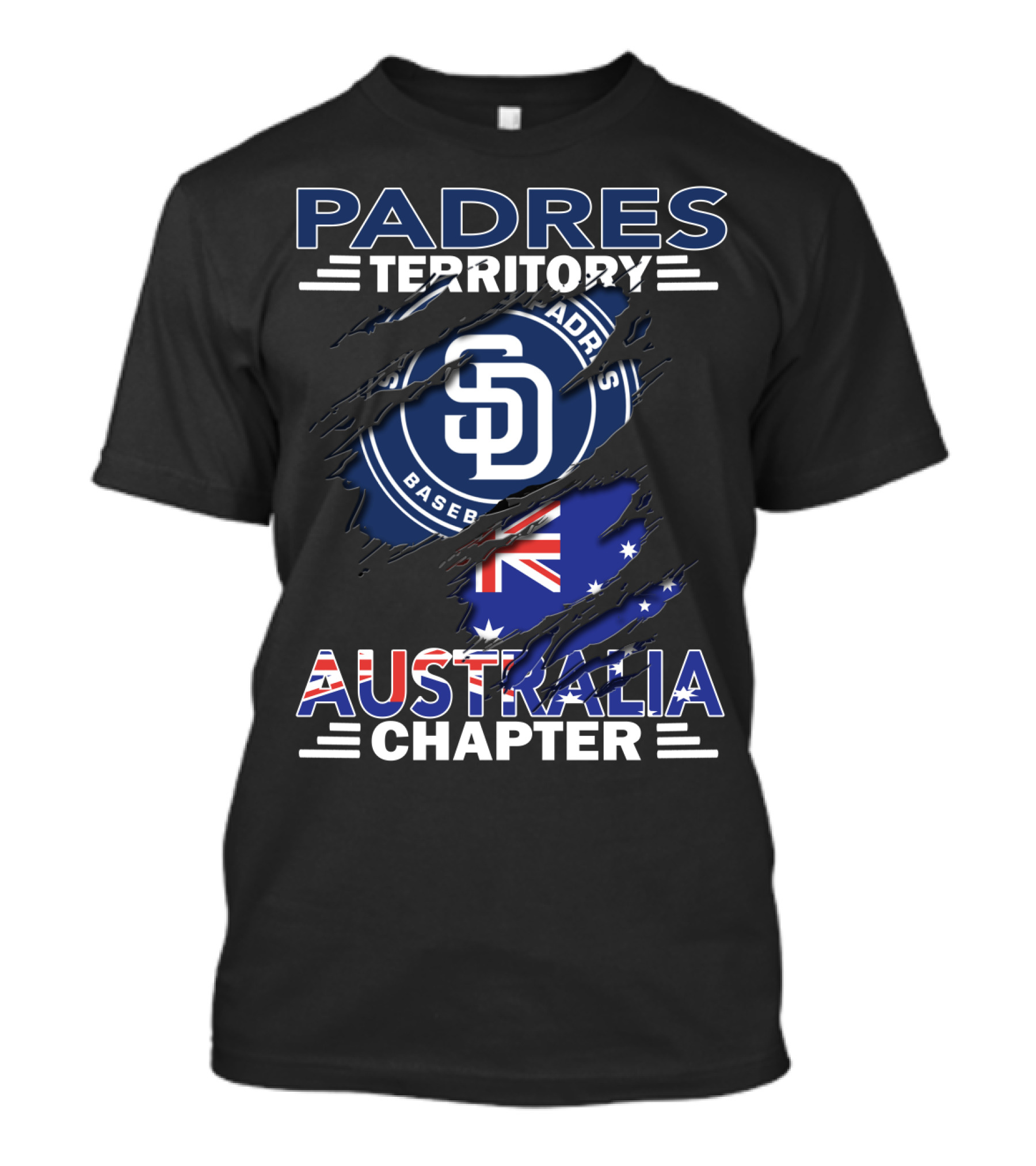 Padres Territory Australia Chapter San Diego Baseball Logo Australian Flag T-Shirt