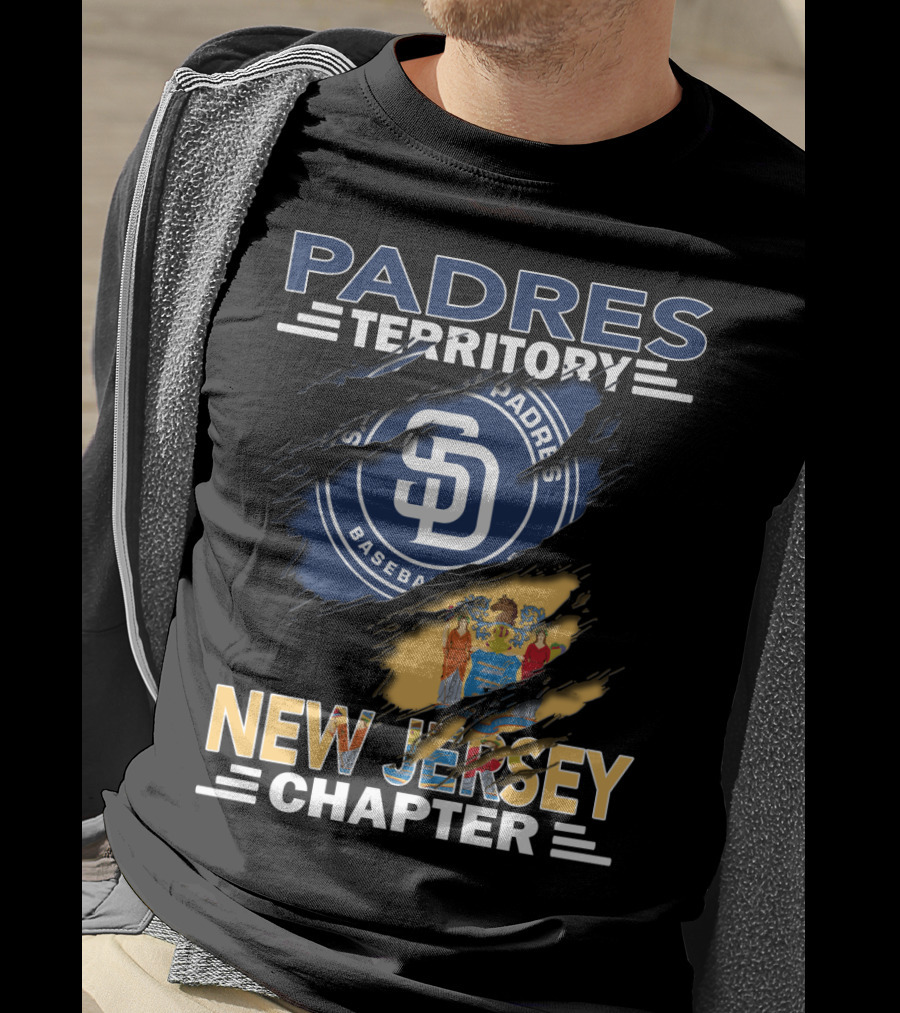 Padres Territory New Jersey Chapter SD Baseball Logo And State Flag Elements T-Shirt