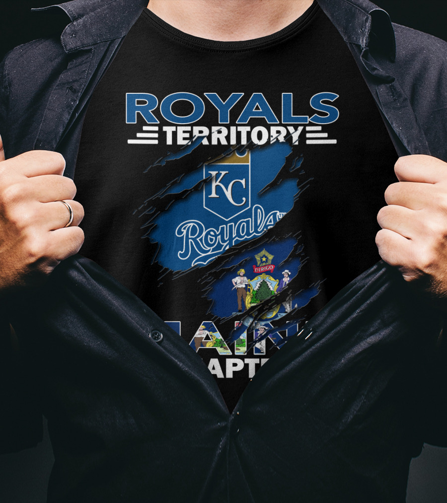 Royals Territory KC Logo Maine State Badge Chapter T-Shirt