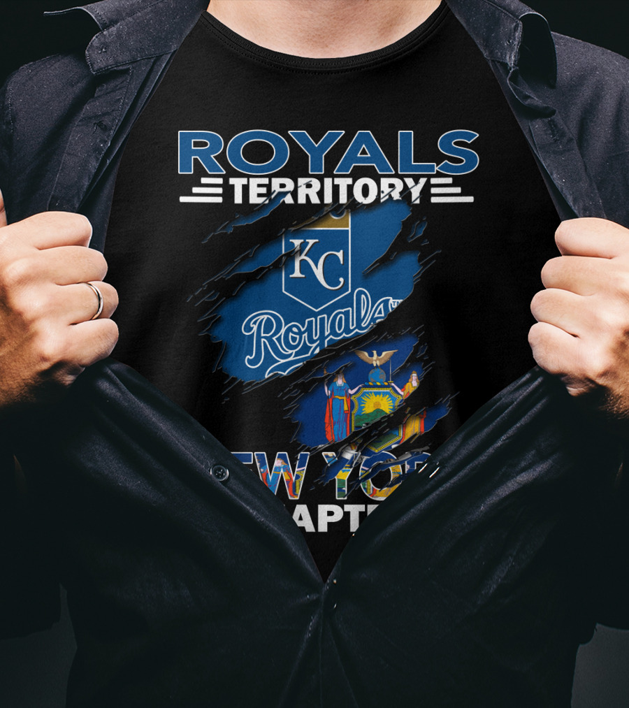 Royals Territory New York Chapter KC Royals Logo New York State Flag T-Shirt