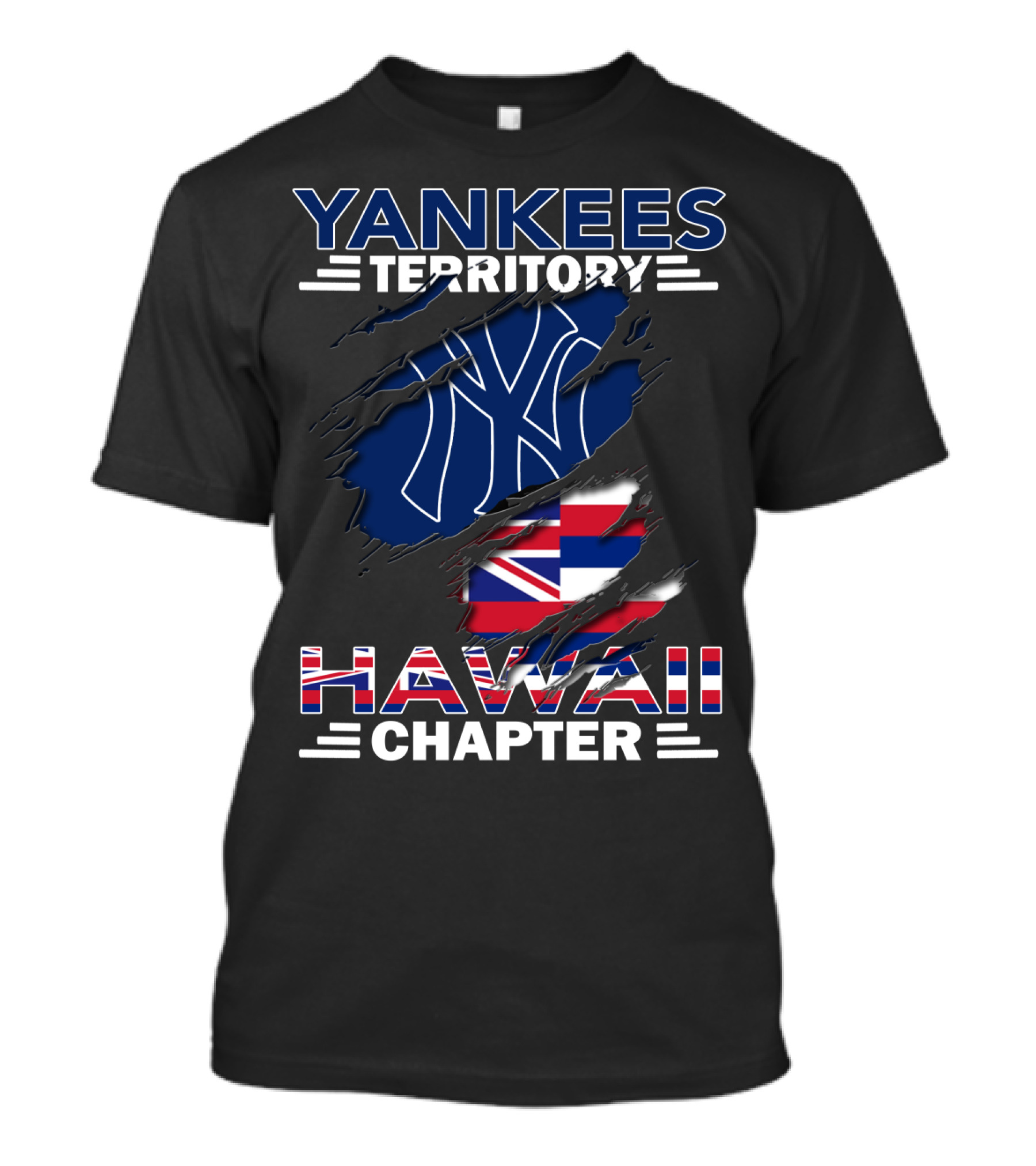 Yankees Territory Hawaii Chapter NY Logo With Hawaii State Flag Elements T-Shirt