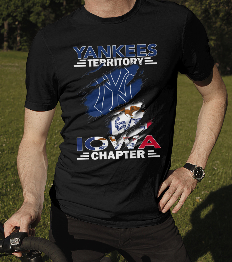 Yankees Territory Iowa Chapter New York Yankees Logo And Iowa Flag Elements T-Shirt