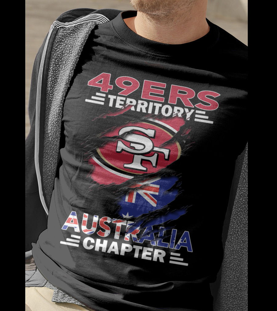 49ers Territory Australia Chapter SF Logo With Australian Flag Background T-Shirt