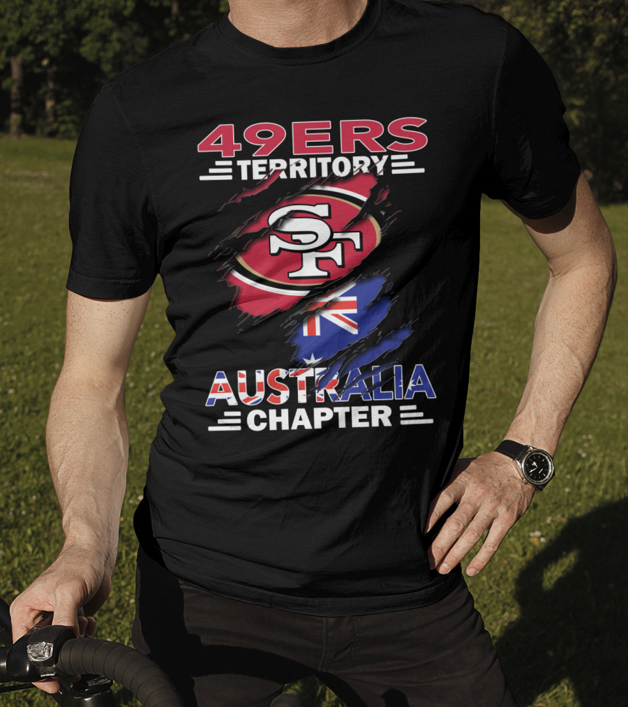 49ers Territory Australia Chapter SF Logo With Australian Flag Background T-Shirt