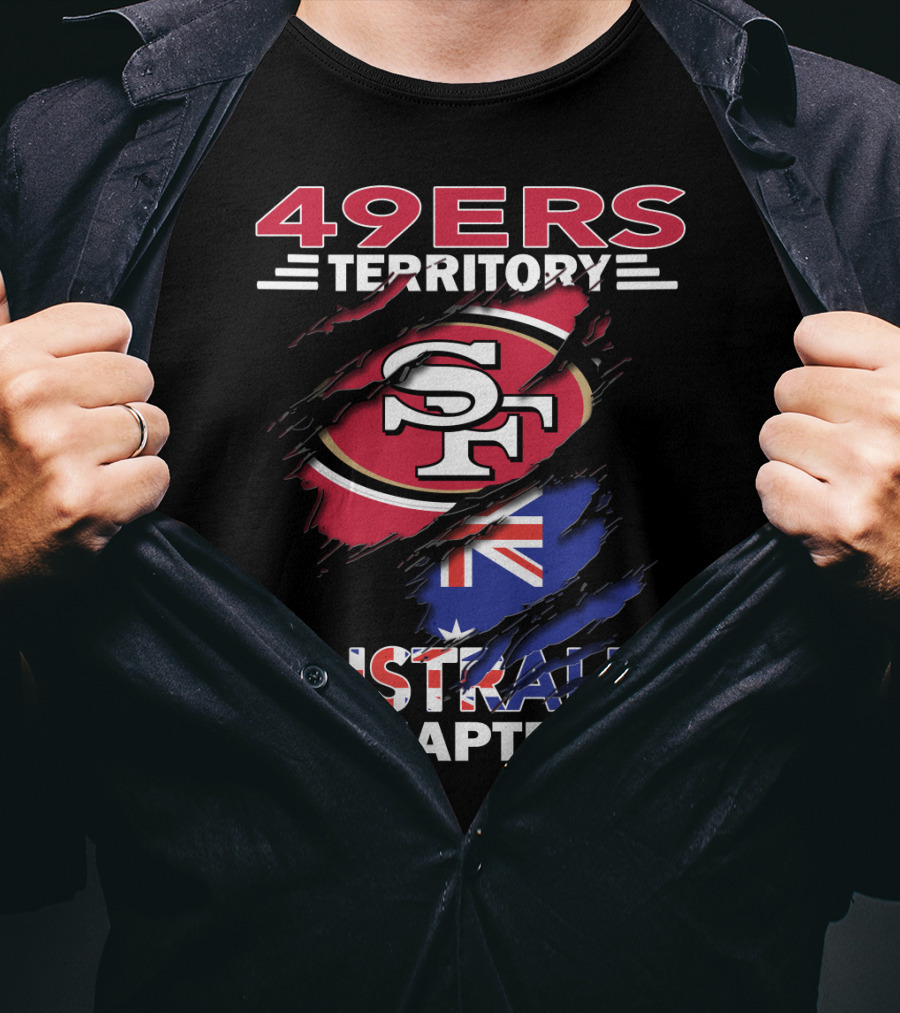 49ers Territory Australia Chapter SF Logo With Australian Flag Background T-Shirt