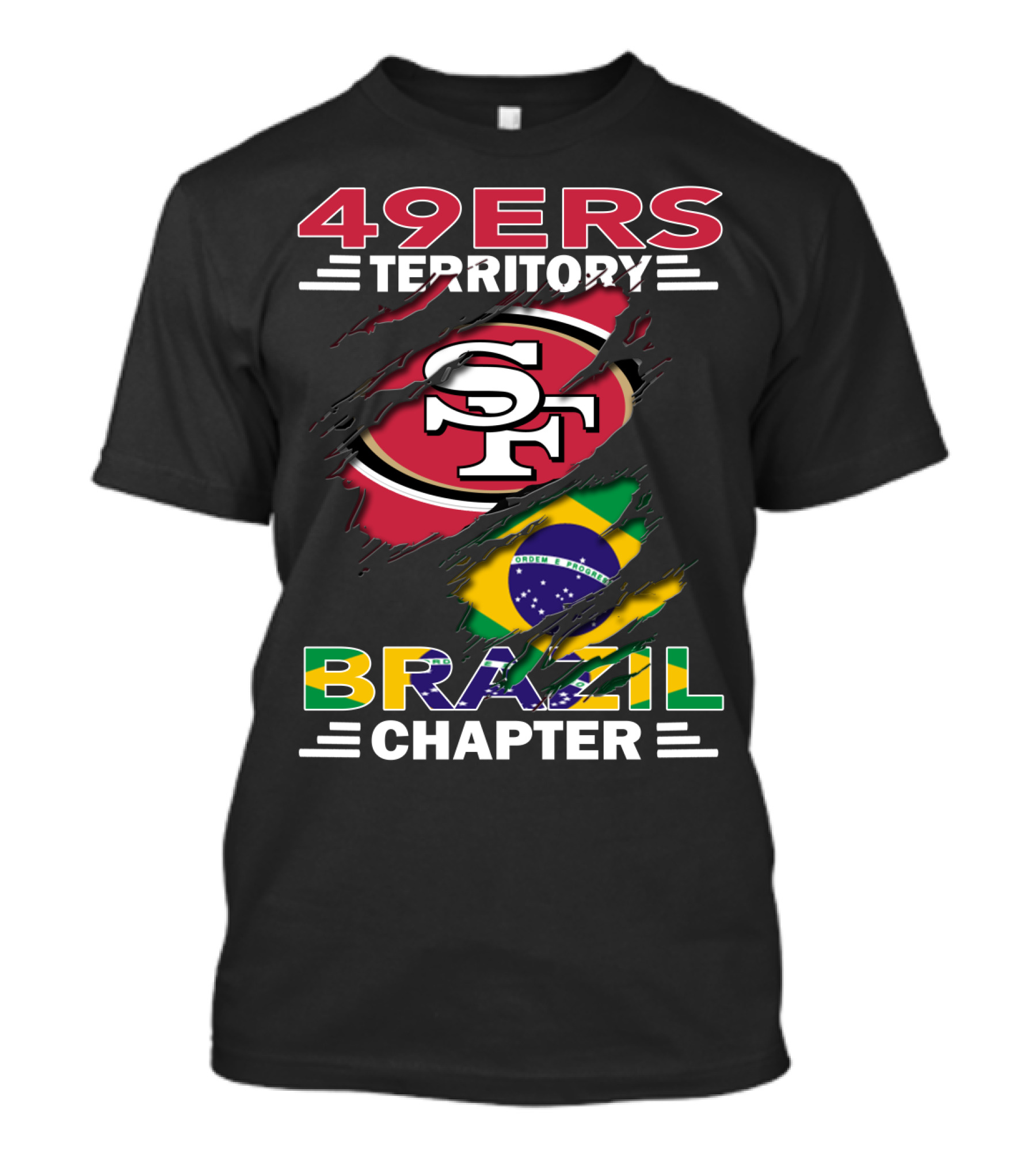 49ers Territory Brazil Chapter SF Logo And Flag Fusion T-Shirt