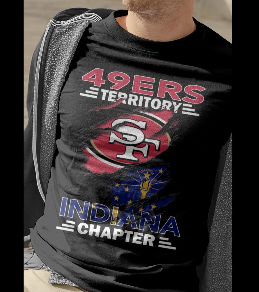 49ers Territory Indiana Chapter SF Logo Indiana Flag T-Shirt