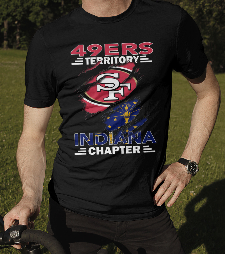 49ers Territory Indiana Chapter SF Logo Indiana Flag T-Shirt