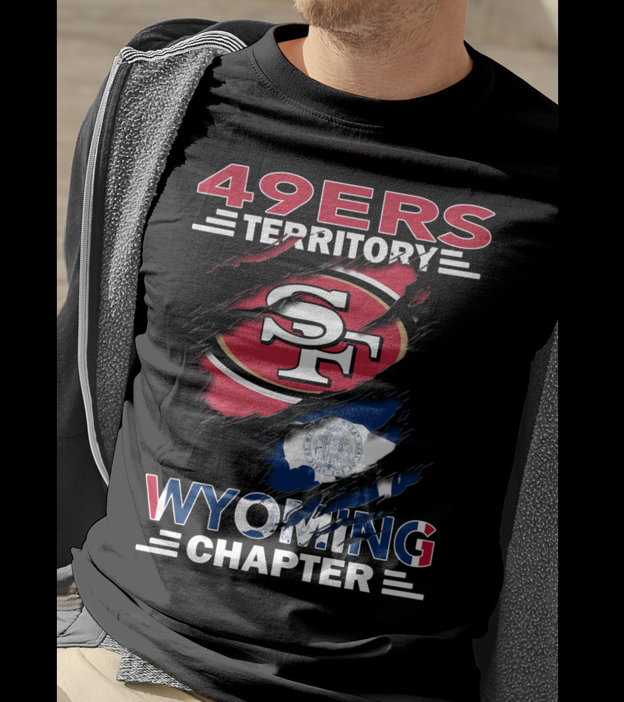 49ers Territory Wyoming Chapter SF Logo And Wyoming Flag T-Shirt