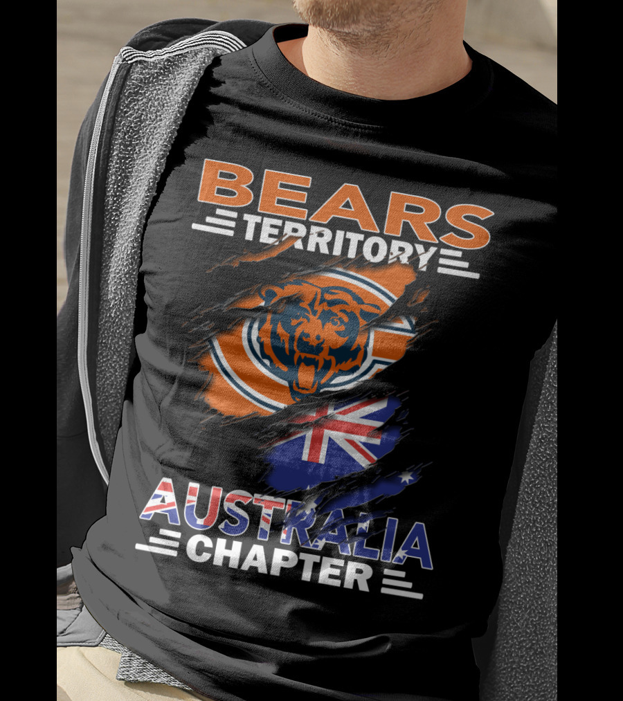 Bears Territory Australia Chapter Chicago Bears Australian Flag Scratch T-Shirt