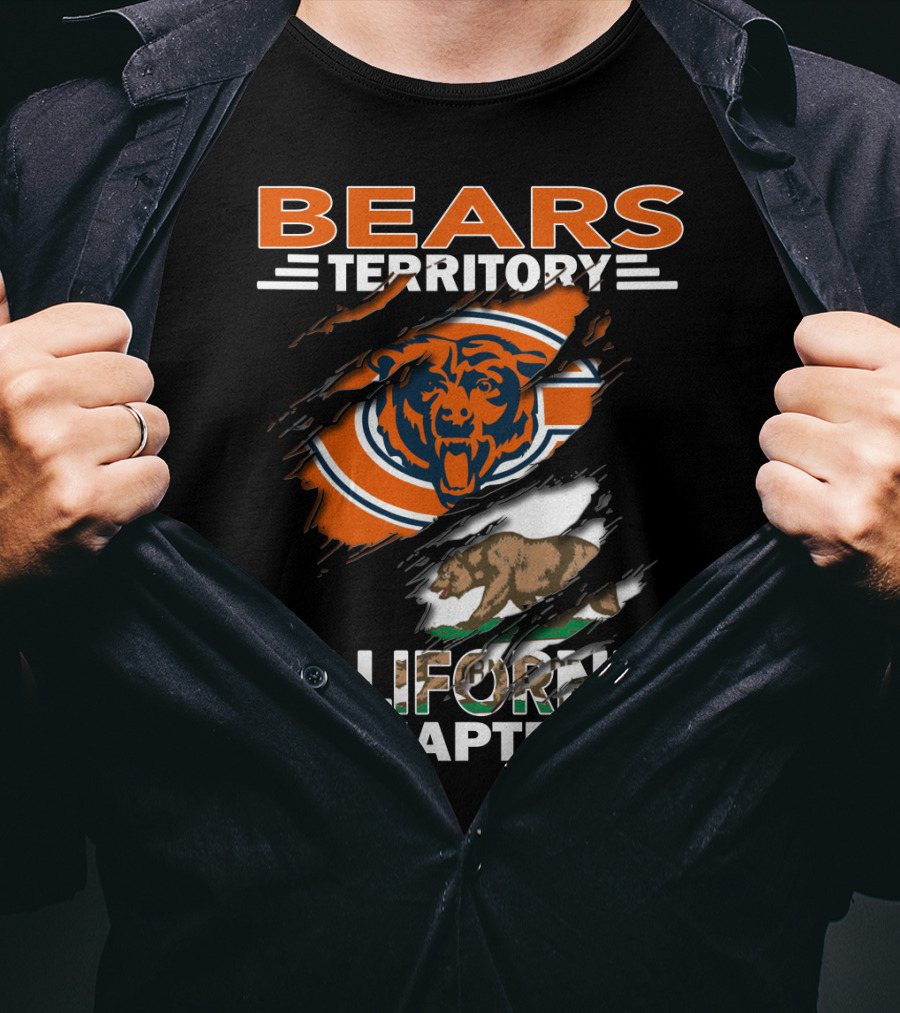 Bears Territory California Chapter Chicago Bears Logo And California State Bear T-Shirt