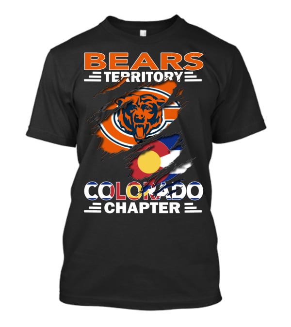 Bears Territory Colorado Chapter Chicago Bears Logo And Colorado Flag T-Shirt