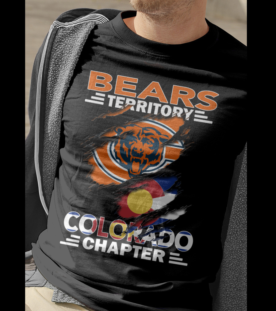 Bears Territory Colorado Chapter Chicago Bears Logo And Colorado Flag T-Shirt