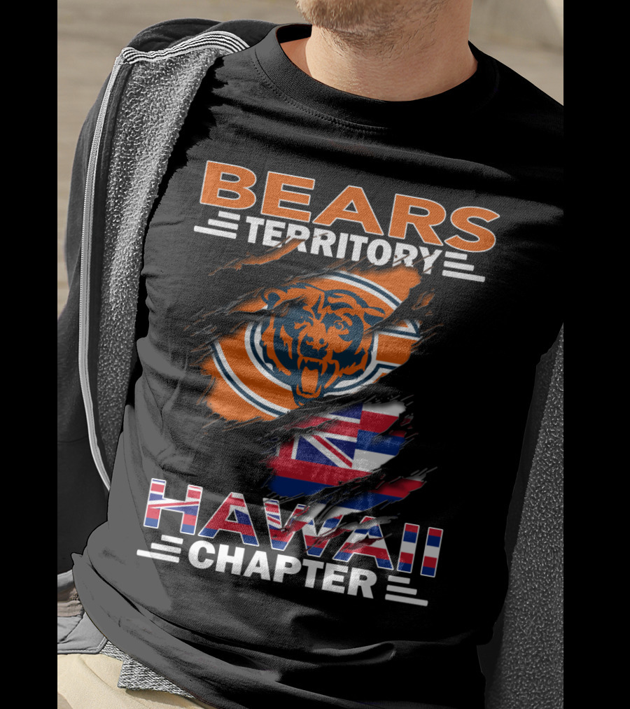 Bears Territory Hawaii Chapter Logo With Bear And Hawaiian Flag Elements T-Shirt