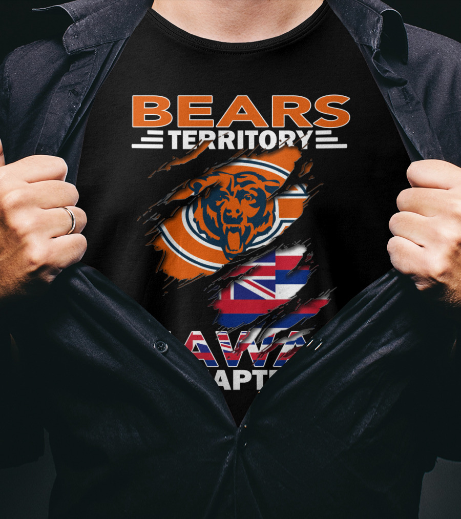 Bears Territory Hawaii Chapter Logo With Bear And Hawaiian Flag Elements T-Shirt