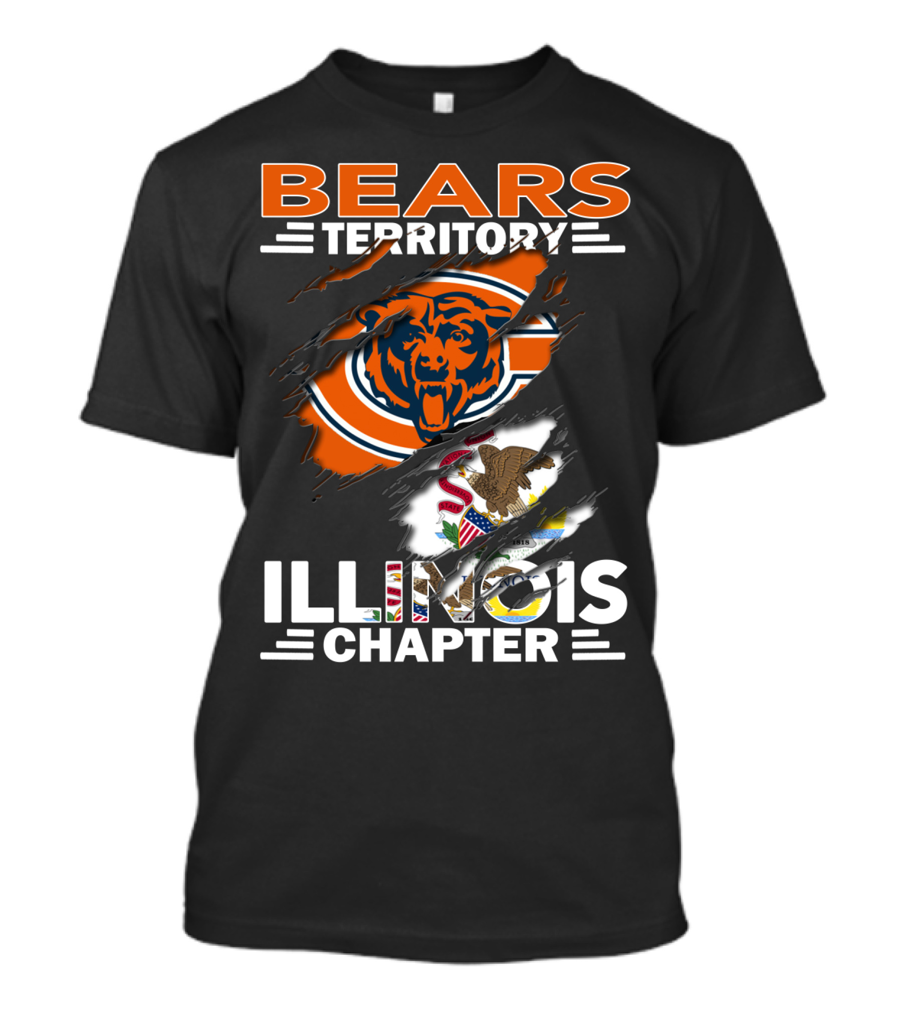 Bears Territory Illinois Chapter Chicago Bears Logo And Illinois State Flag T-Shirt