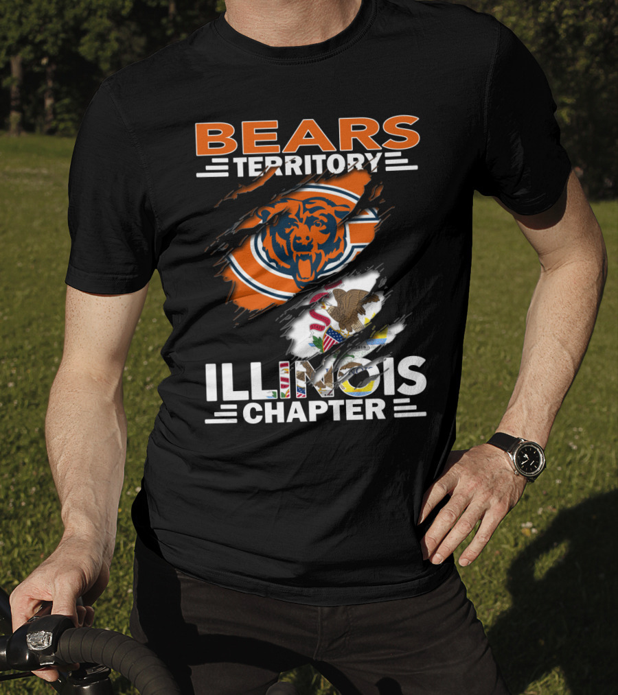 Bears Territory Illinois Chapter Chicago Bears Logo And Illinois State Flag T-Shirt