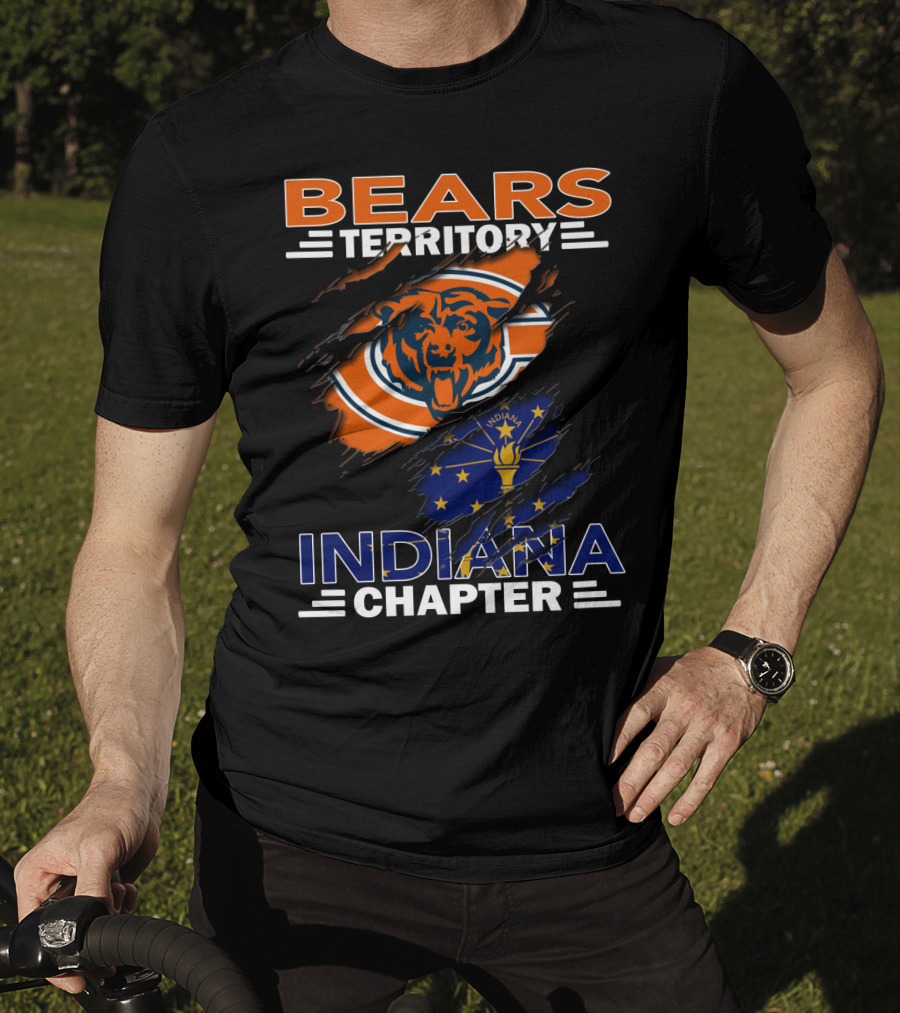 Bears Territory Indiana Chapter Chicago Bears Logo Indiana Flag T-Shirt