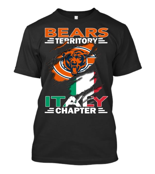 Bears Territory Italy Chapter NFL Team Symbol With Italian Flag Background T-Shirt