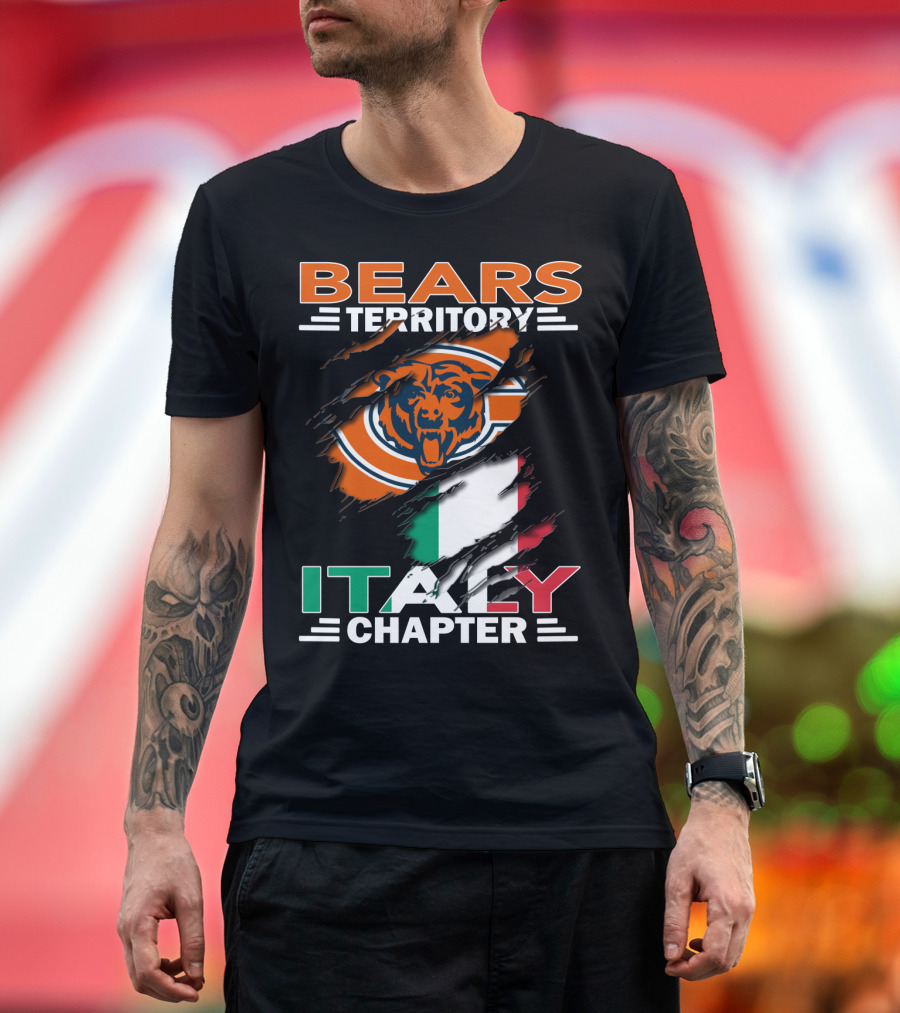 Bears Territory Italy Chapter NFL Team Symbol with Italian Flag Background T-Shirt