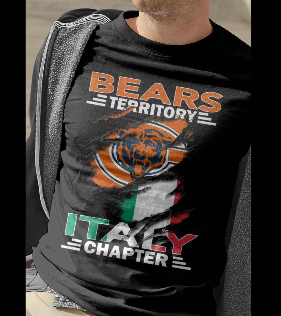 Bears Territory Italy Chapter NFL Team Symbol With Italian Flag Background T-Shirt