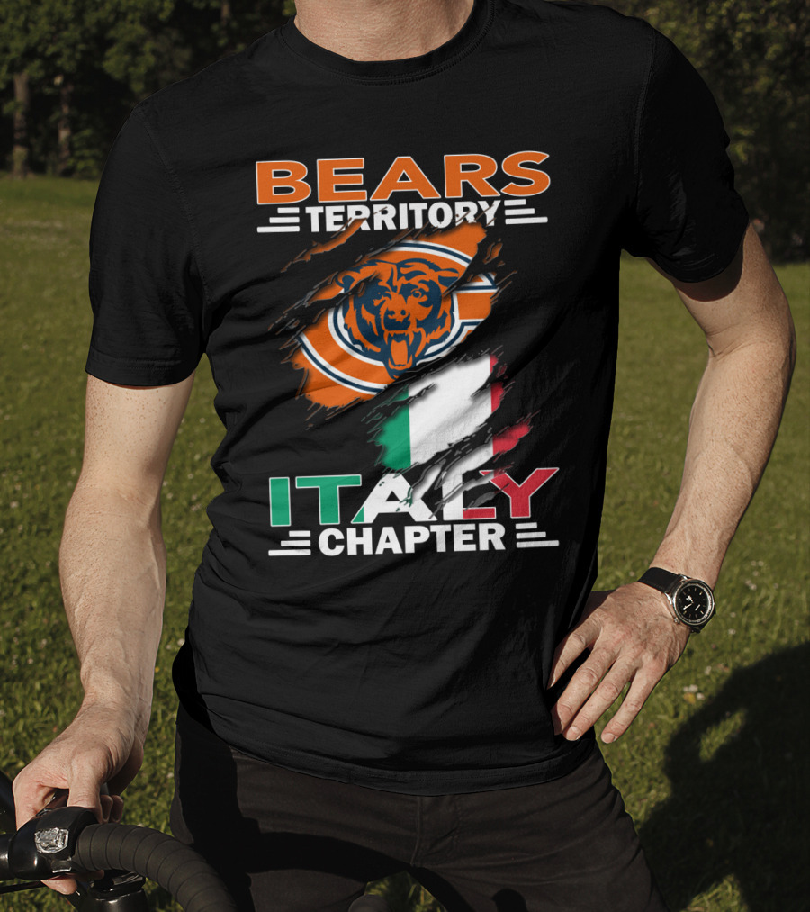 Bears Territory Italy Chapter NFL Team Symbol With Italian Flag Background T-Shirt