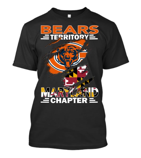 Bears Territory Maryland Chapter Chicago Bears Maryland Flag Fan Club T-Shirt