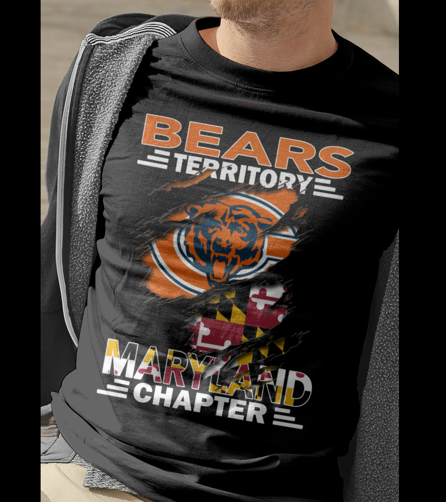 Bears Territory Maryland Chapter Chicago Bears Maryland Flag Fan Club T-Shirt