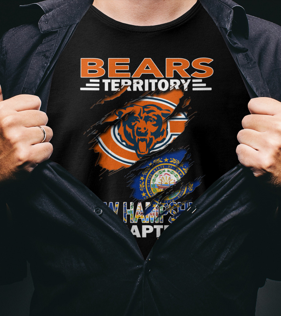 Bears Territory New Hampshire Chapter Chicago Bears Logo New Hampshire State Flag T-Shirt