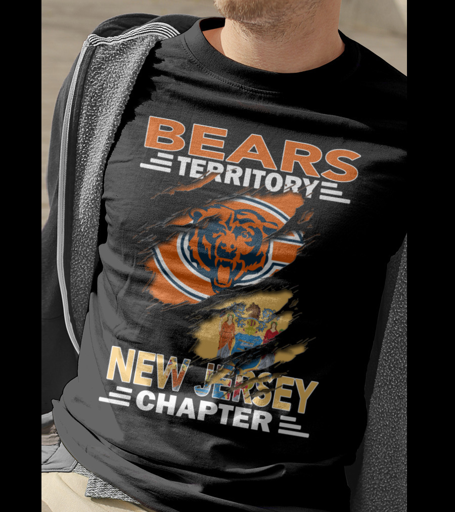 Bears Territory New Jersey Chapter Chicago Bears Logo And State Flag Integration T-Shirt