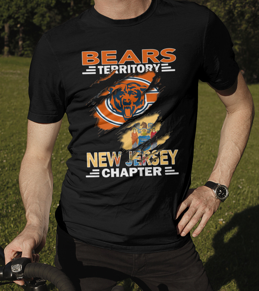 Bears Territory New Jersey Chapter Chicago Bears Logo And State Flag Integration T-Shirt