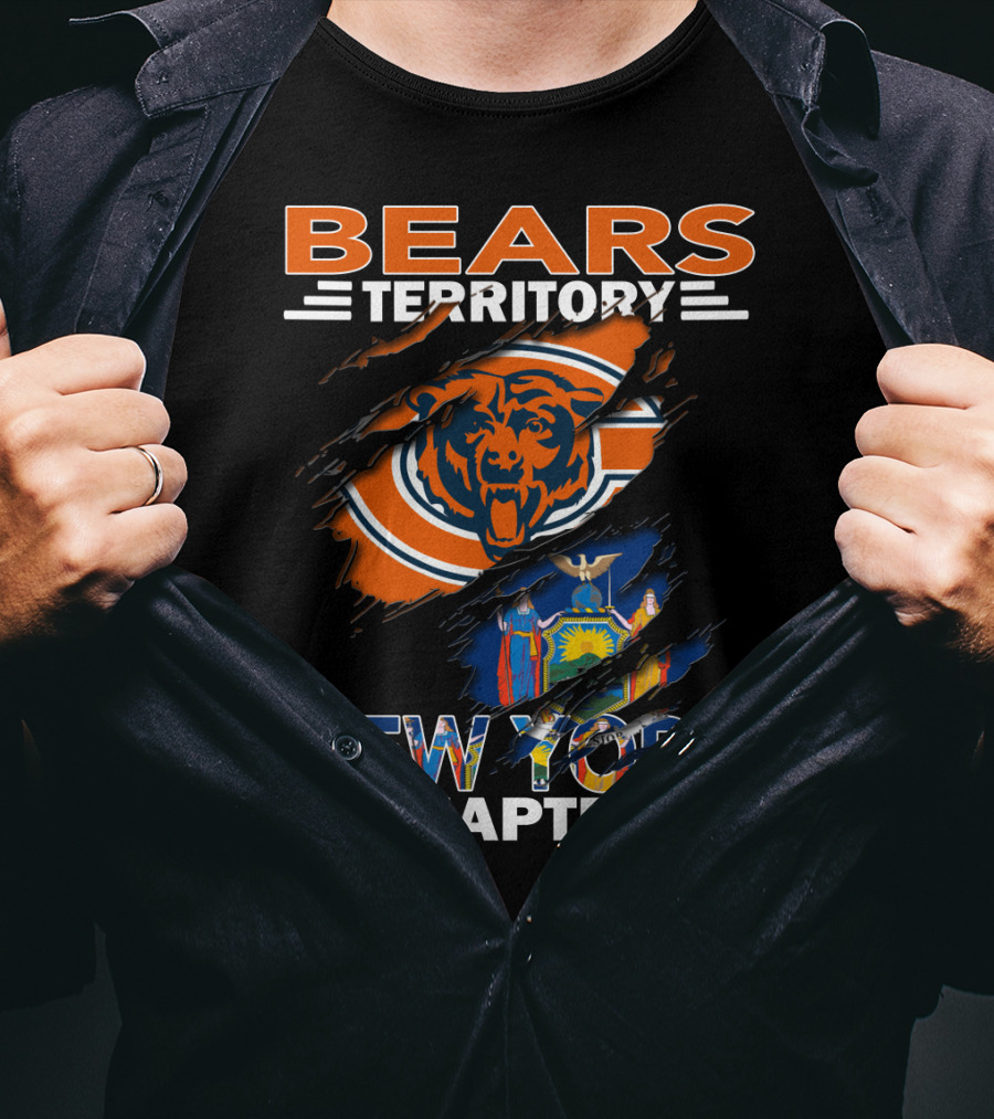 Bears Territory New York Chapter Flag And Logo Fusion T-Shirt