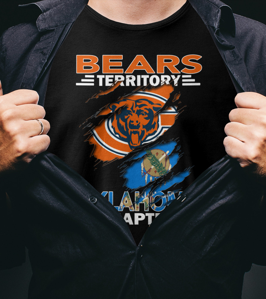 Bears Territory Oklahoma Chapter Chicago Bears Logo With State Flag Background T-Shirt