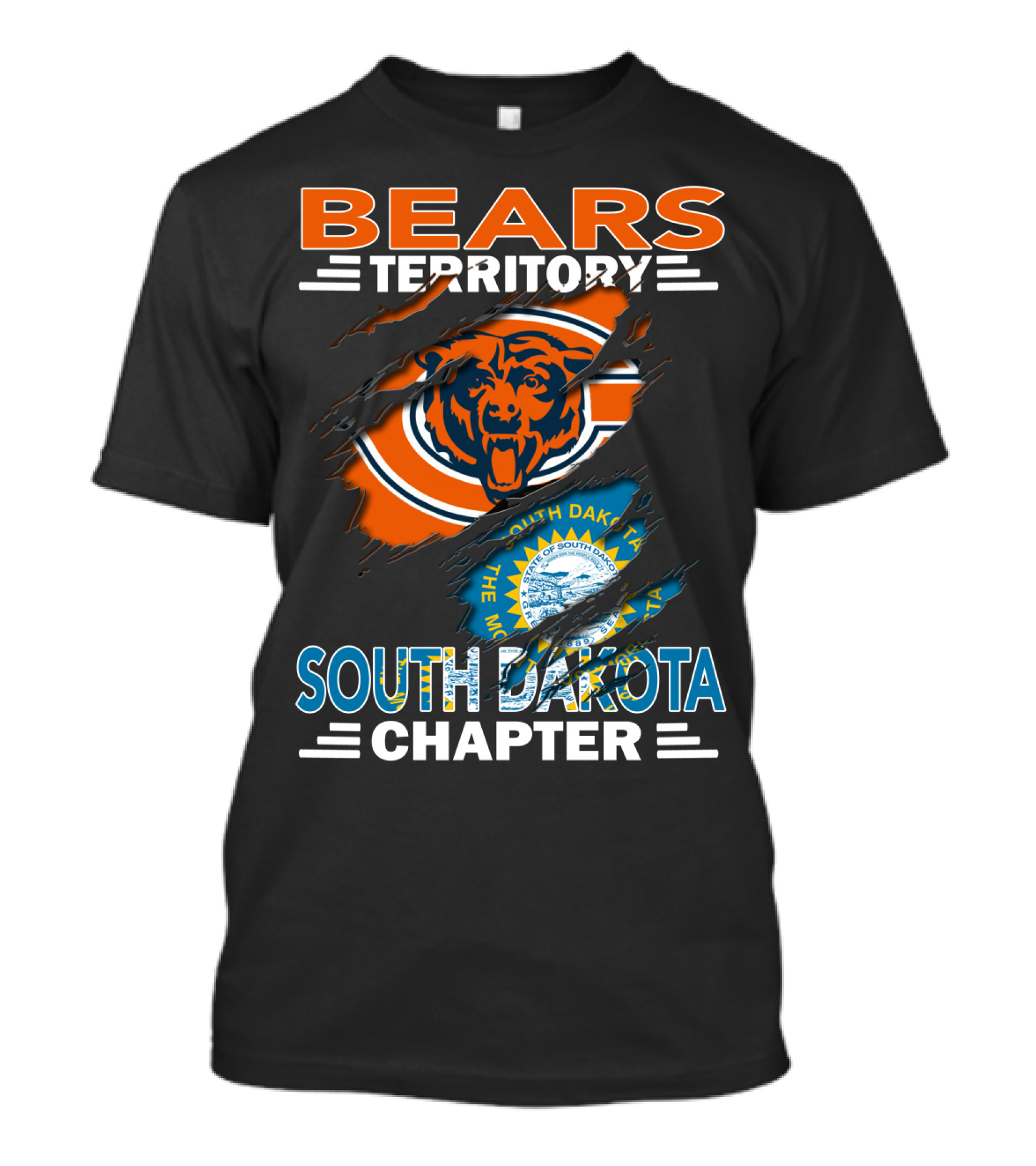 Bears Territory South Dakota Chapter Logo With Chicago Bears And State Emblem T-Shirt