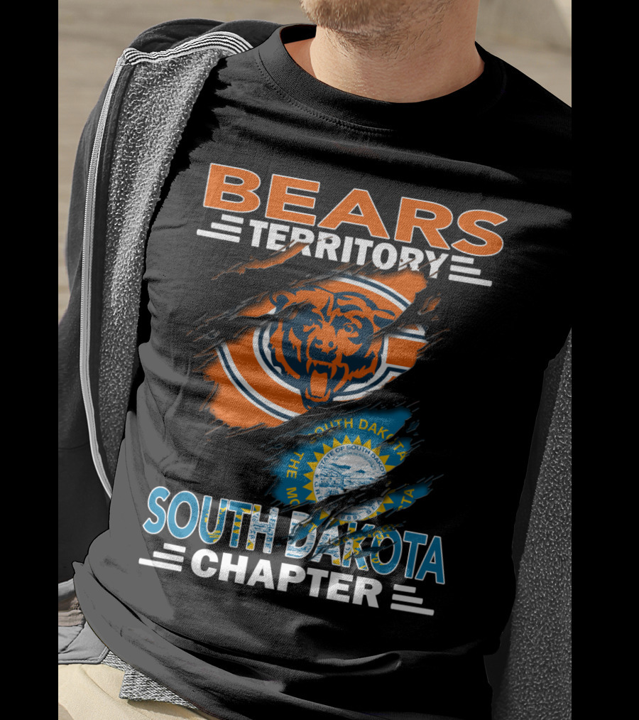 Bears Territory South Dakota Chapter Logo With Chicago Bears And State Emblem T-Shirt