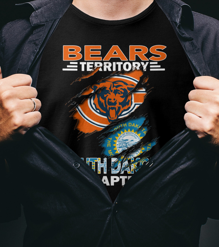 Bears Territory South Dakota Chapter Logo With Chicago Bears And State Emblem T-Shirt