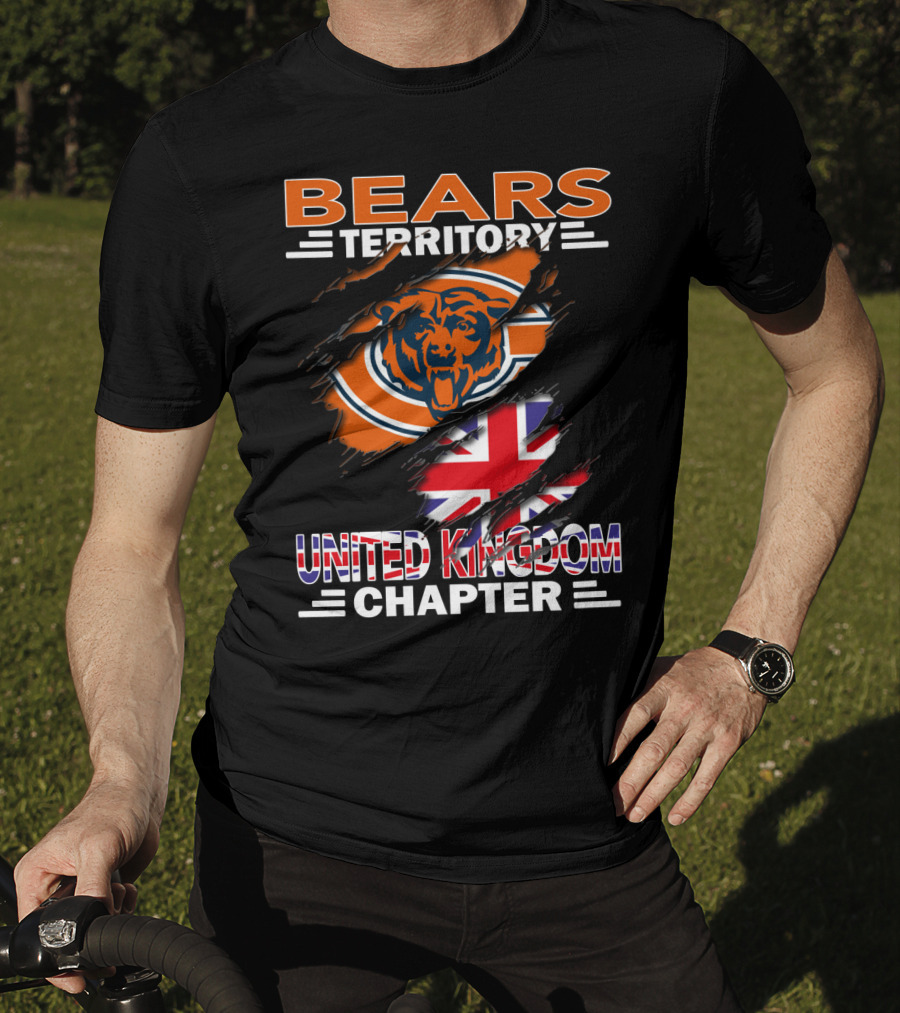 Bears Territory United Kingdom Chapter NFL Fan Club Logo With Union Jack And Bear Emblem T-Shirt