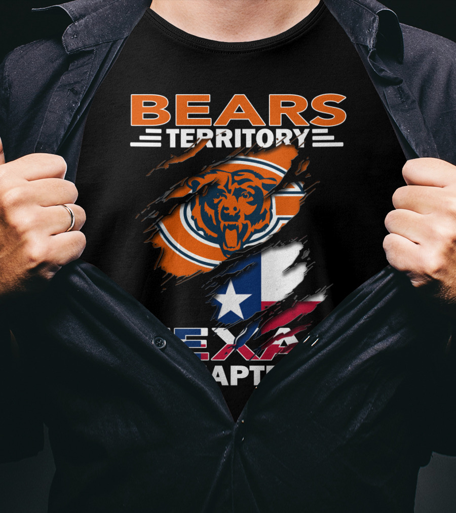 Bears Territory Texas Chapter Chicago Bears Logo Ripped Texas Flag T-Shirt