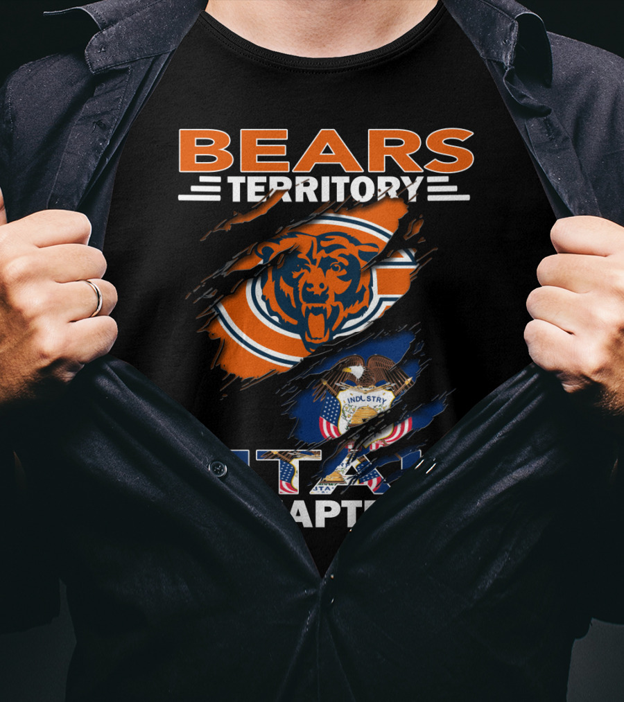 Bears Territory Utah Chapter Chicago Bears Utah State Flag T-Shirt