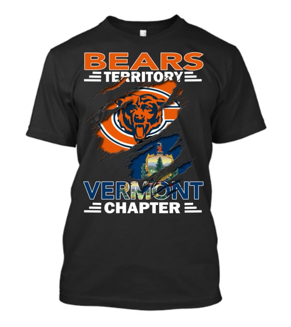 Bears Territory Vermont Chapter Chicago Bears Vermont State Flag T-Shirt