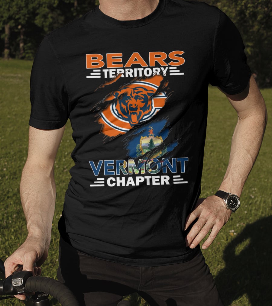 Bears Territory Vermont Chapter Chicago Bears Vermont State Flag T-Shirt