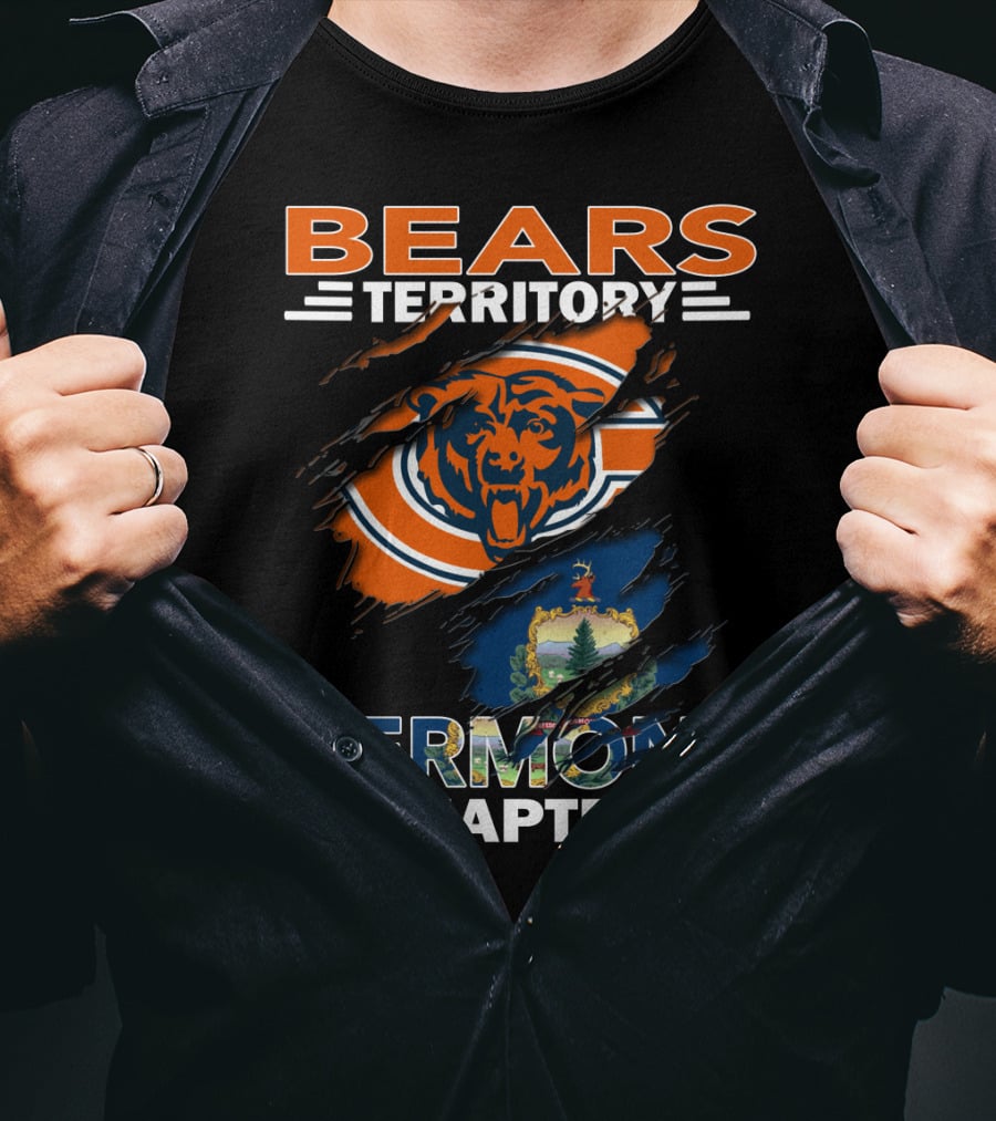 Bears Territory Vermont Chapter Chicago Bears Vermont State Flag T-Shirt