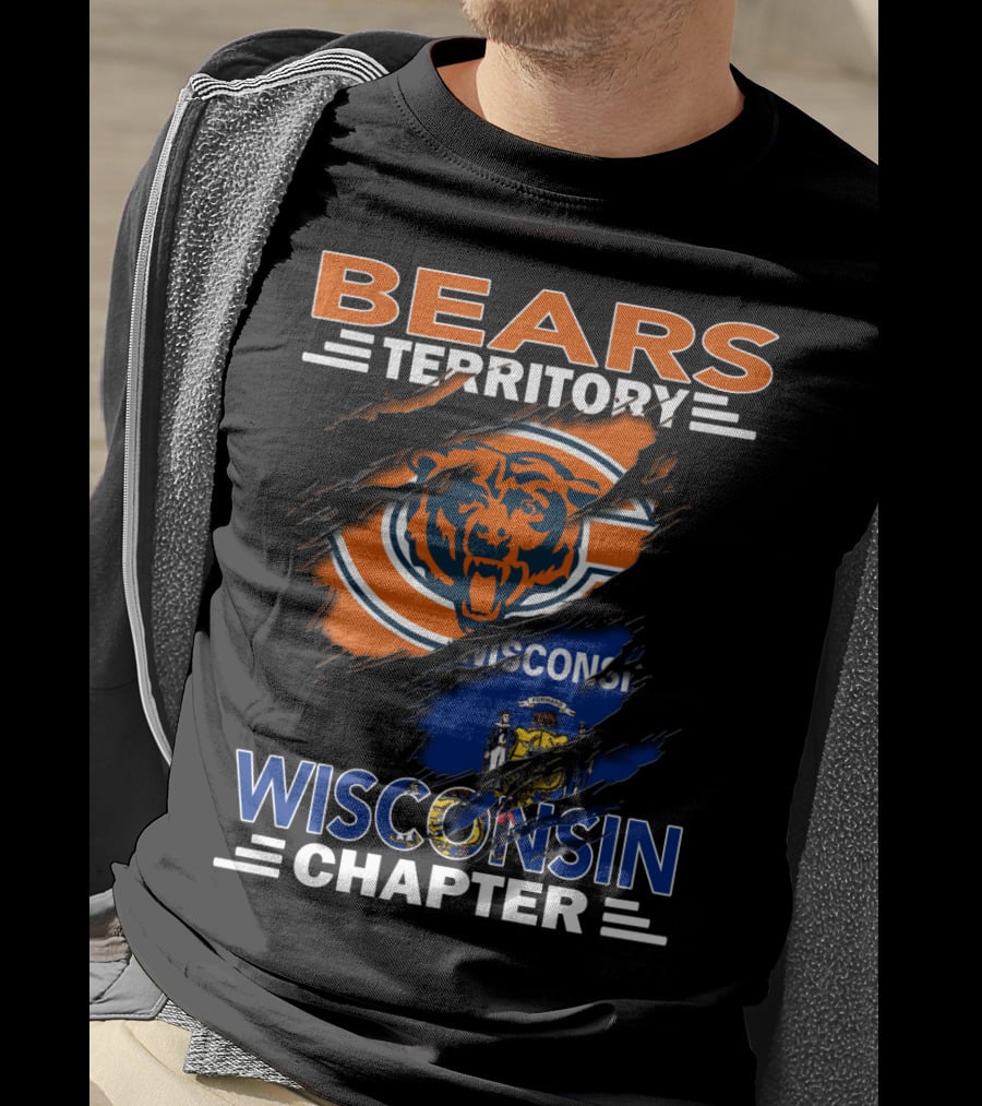 Bears Territory Wisconsin Chapter Chicago Bears Logo With Wisconsin Flag Background T-Shirt