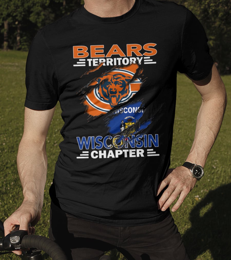 Bears Territory Wisconsin Chapter Chicago Bears Logo With Wisconsin Flag Background T-Shirt
