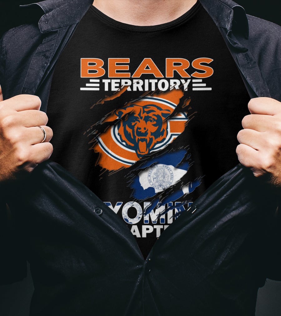 Bears Territory Wyoming Chapter Chicago Bears Logo Wyoming Flag T-Shirt