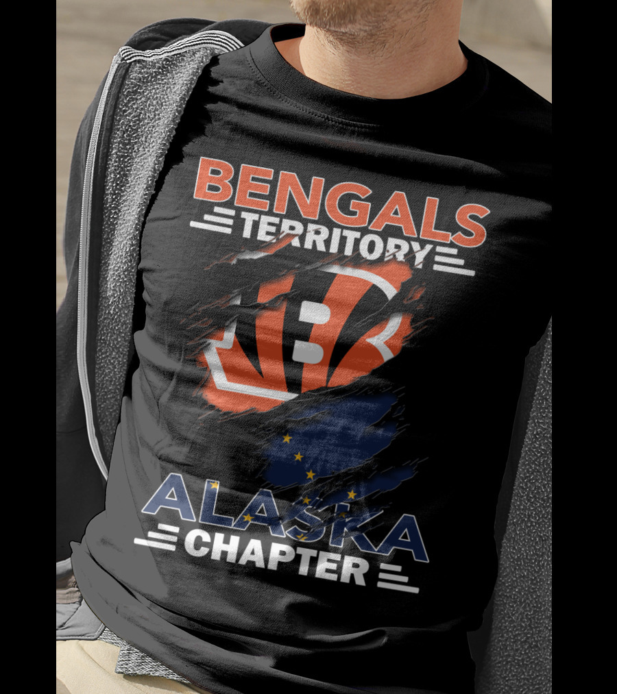 Bengals Territory Alaska Chapter Logo With Torn Effect And Flag Elements T-Shirt
