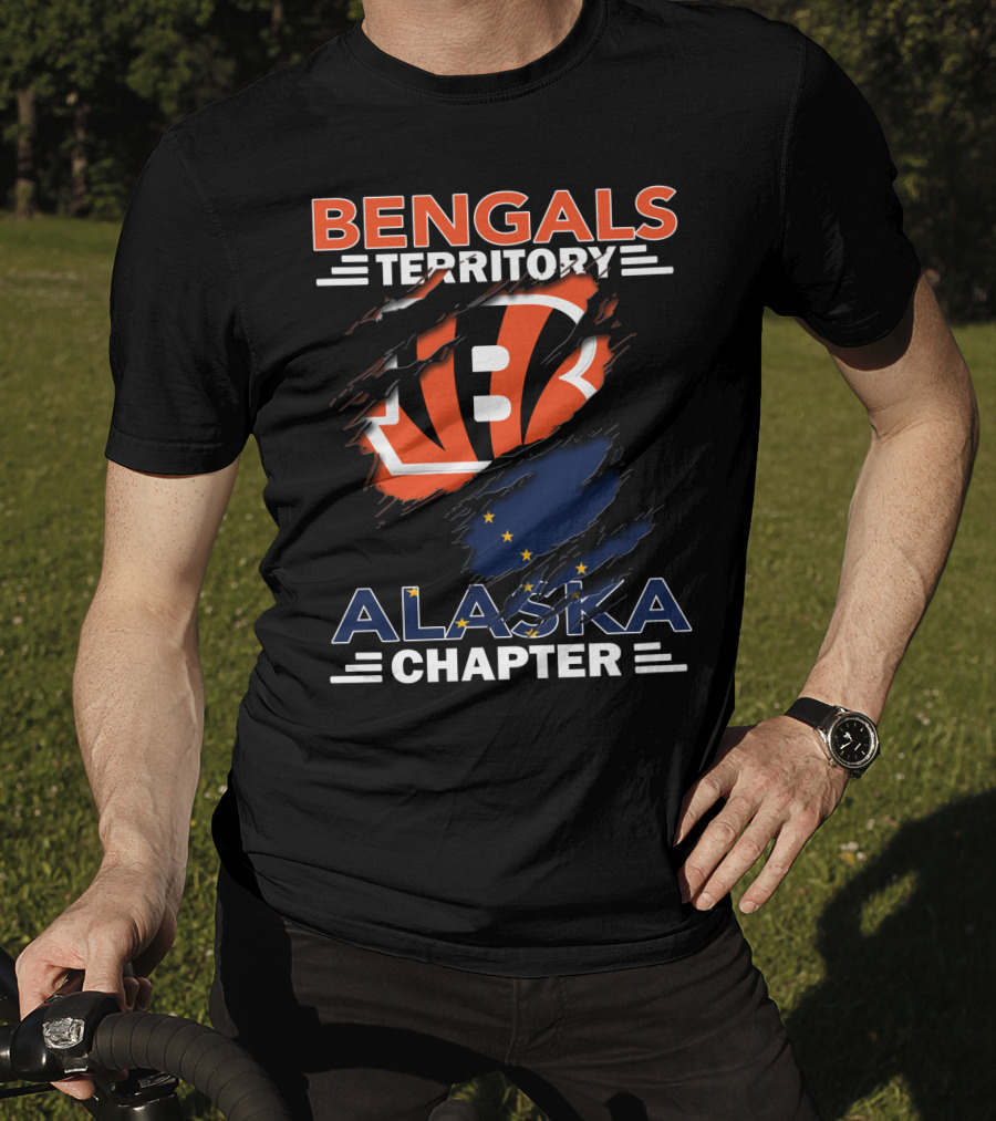 Bengals Territory Alaska Chapter Logo With Torn Effect And Flag Elements T-Shirt